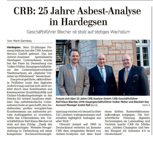 CRB is a digital pioneer in medium-sized businesses. Report Göttinger Tageblatt